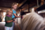 Das Highlight für die Kinder - die Ponys zu pflegen